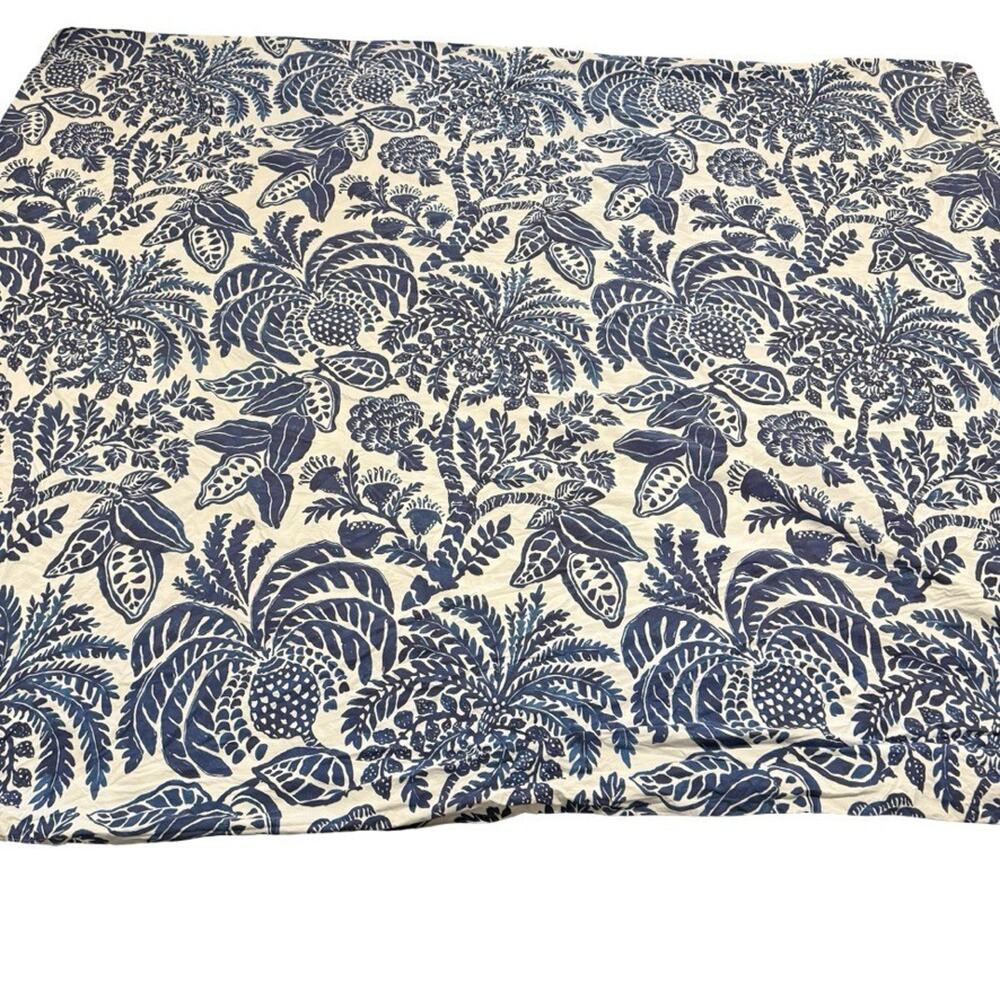 Pottery Barn Botanical Rae King Size Duvet Cotton Bedding Tropical Print Blue - Picture 3 of 7